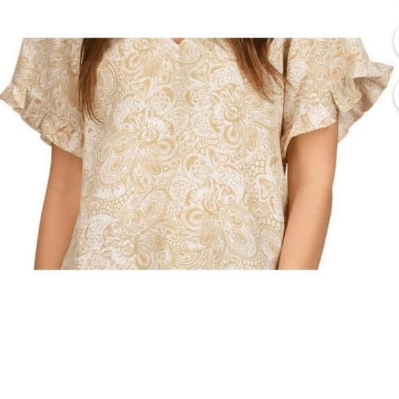 Michael by Michael Kors Paisley Print Ruffled Sleeve Top sz 0X - Picture 11 of 11